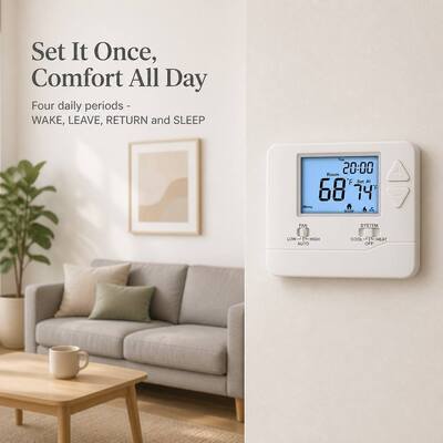 24V Conventional Or Heat Pump Wireless Room 7 Day PTAC RF Programmable Thermostat 915MHZ Frequency