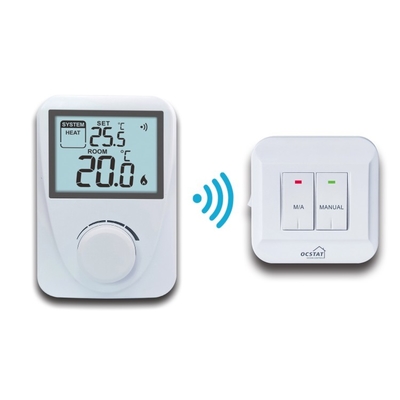 Riseem Warna Putih ABS RF Wireless Digital Room Thermostat Controller Tidak dapat diprogram