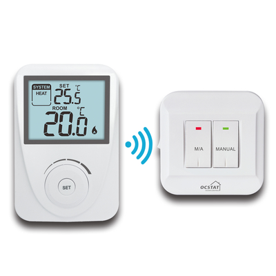 Termostat Pemanasan dan Pendinginan RF Cerdas Non-programable dengan Lampu Latar LCD Biru