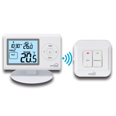 Warna Putih Digital Programmable RF Room Thermostat untuk HVAC Systems