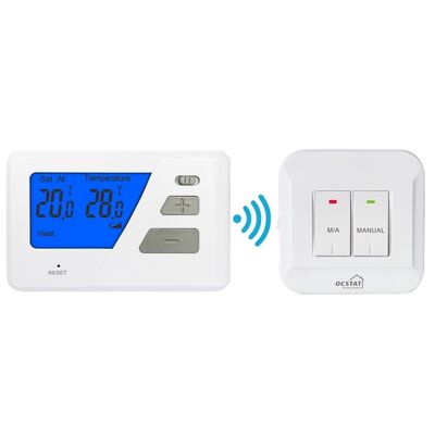 Penerima 230VAC 50HZ Wireless Room Thermostat Dirancang untuk Boiler Low Standby Current 20uA Room Temperature Management