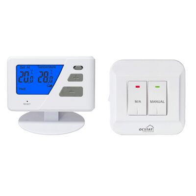 230V RF Thermostat Wireless Room Non-programmable Thermostat Featuring Standby Current 20uA and Transmission Distance Approx 50m Cocok untuk HVAC Control Systems