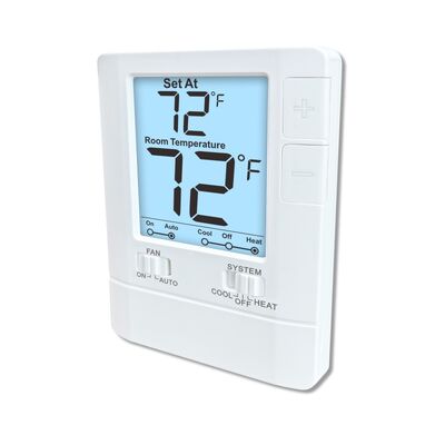 Rentang Kontrol Suhu 44°F Hingga 90°F Termostat Ruangan Berkabel Non-Programable Dengan Akurasi Plus Atau Minus 1 Derajat Celcius Dan Ukuran Lebar 86mm Tinggi 125mm Kedalaman 27mm