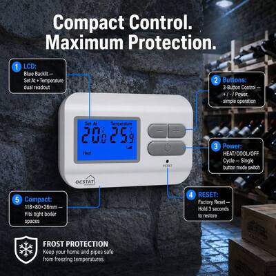 230V Non-Programmable Boiler Heating Thermostat proses instalasi sederhana mengurangi biaya tenaga kerja dan downtime selama upgrade sistem HVAC