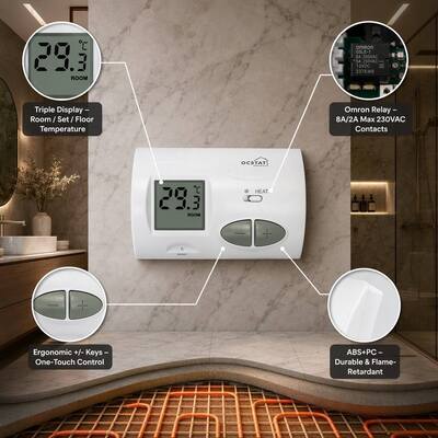Mount pada dinding atau kotak persimpangan disesuaikan 230V Boier Thermostat sederhana Featuring NTC Sensor menyediakan regulasi panas yang konsisten dan makanan yang unggul