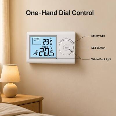 Riseem 230V Wired Room HVAC Non-Programmable Home Thermostat Dengan Tingkat Perlindungan IP20