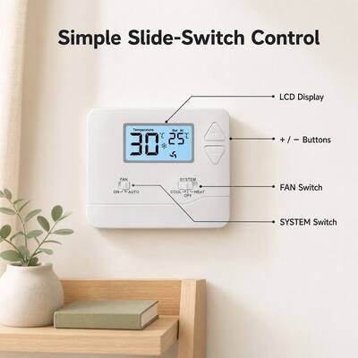 Riseem Programmable Wired Room Temperatur pemanasan termostat 5-35C Rentang suhu sempurna untuk setiap ruangan