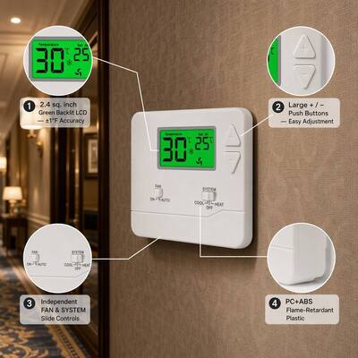 Pengontrol Suhu Berkabel Lanjutan Miuputake dengan Kontrol Manual/Otomatis Rentang Suhu 5-35C