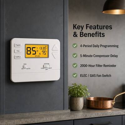 Termostat Ruangan Elektronik Digital Riseem yang Cerdas dan Nyaman untuk Rentang Suhu 32°F 99°F STN605
