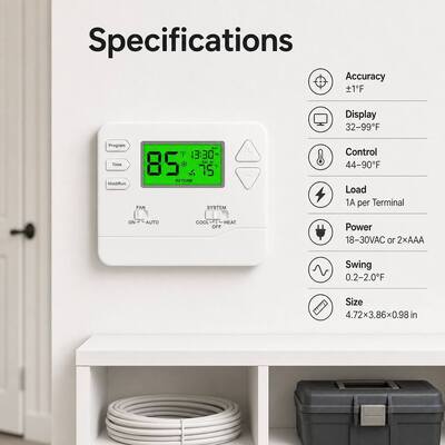 Riseem Wall atau Junction Box Mounting Programmable Room Air Conditioning Thermostat dengan fitur hemat energi