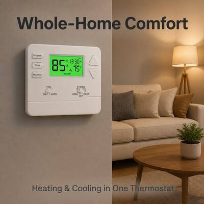 Riseem 24 VAC Electronic Room 7 Day Thermostat for Temperature Control Ranges 44°F 90°F 7°C 32°C and Easy Installation
