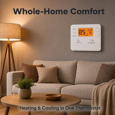 Riseem Programmable 2 Heat 2 Cool Thermostat Temperature Controller Kompatibilitas Bekerja dengan sebagian besar sistem pemanas dan pendingin