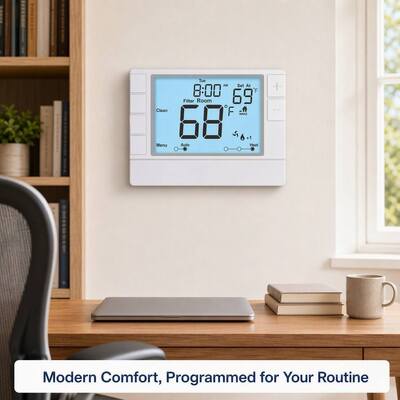 Coiiwsei Hotel dan Rumah Efisiensi Indoor Electronic Room Thermostat dengan Lcd Display di Putih / Biru