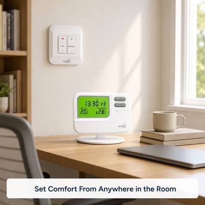 Baterai 868MHZ Wireless Room Thermostat 7 Hari Wireless Thermostat Termasuk 230VAC 50HZ Penerima Dirancang untuk Otomasi Iklim