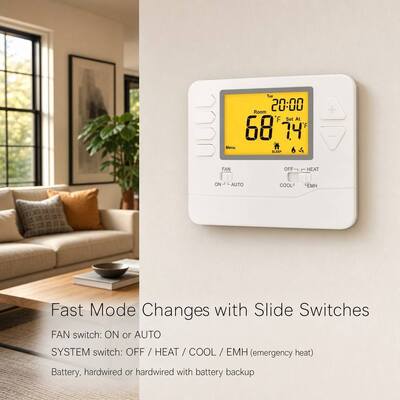 Heagstat 24V 2 Panas 1 Dingin Termostat Rumah yang Bisa Diprogram untuk Pompa Panas