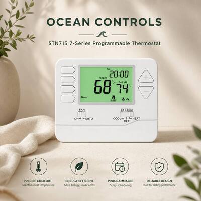 24V atau Baterai Dioperasikan Pemrograman 7 Hari Termostat Tahap Mutil yang dapat diprogram Dilengkapi dengan Layar LCD Besar Dipasang di Dinding Atau Kotak Gabungan Meningkatkan Efisiensi Energi