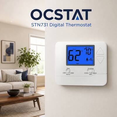 Termostat Pengontrol Suhu HVAC Sistem Bertenaga Baterai 24V PTAC 1 Panas 1 Dingin LCD Non-Programmable