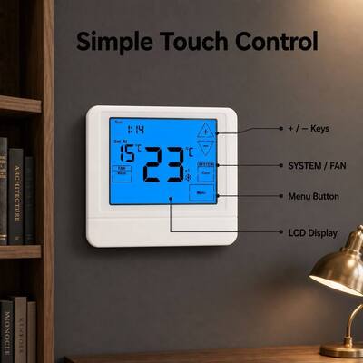 OEM/ODM Touch LCD kabel 24V Pump Panas Termostat yang dapat diprogram 4H / 2C Pump Panas dengan atau tanpa pemanas bantu atau darurat