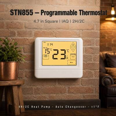 STN855 Pompa Panas 7 Hari Programmable 7 Hari 2 Panas 2 Dingin Thermostat dipasang di dinding untuk kontrol HVAC