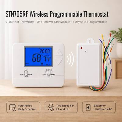 Termostat PTAC RF 1 H 1 C RF Hotel Nirkabel 24V yang Dapat Diprogram 915MHZ untuk Kontrol Suhu