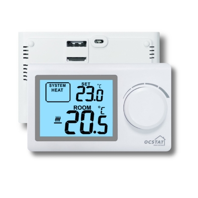 Baterai - Dioperasikan Thermostat Elektronik LCD Besar Untuk Pemanasan Lantai Warna Putih